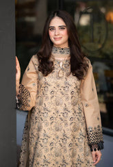 GARNET - 3PC DHANAK EMBROIDERED SHIRT WITH CHIFFON EMBROIDERED DUPATTA AND TROUSER - HZG2364